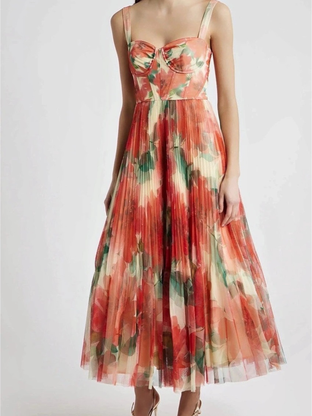 Hutch MacClare Floral Micropleat Gown
Pleated Midi Dress - Ivory Floral Watercol